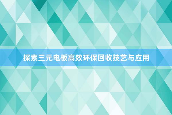 探索三元电板高效环保回收技艺与应用